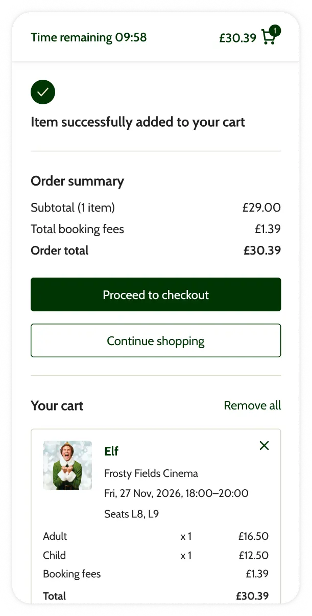 mobile phone selecting seats to book